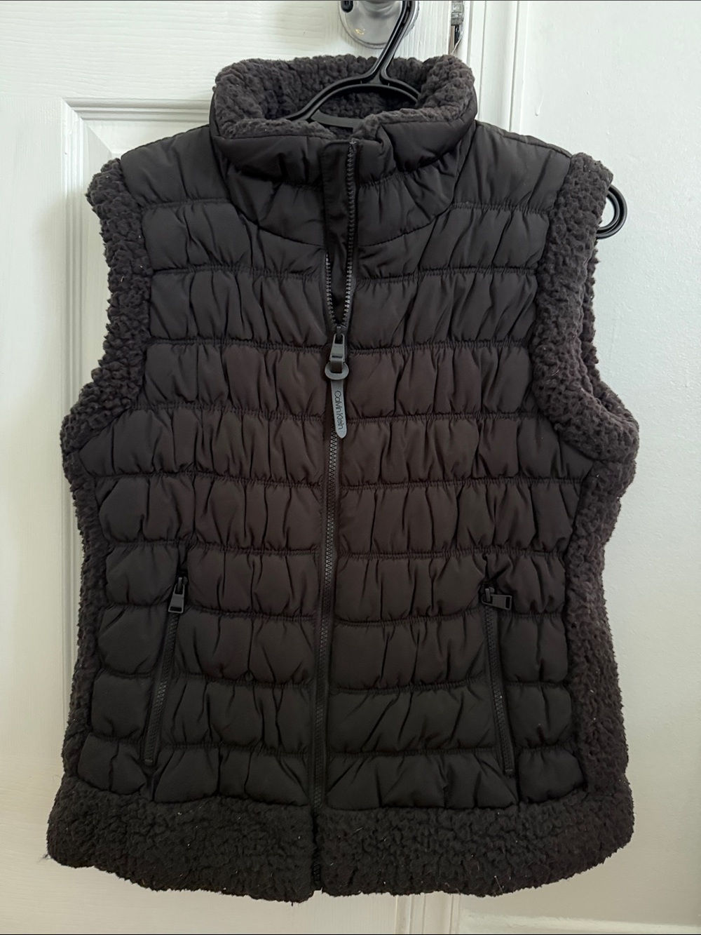 Calvin Klein Black Quilted Sherpa-Trim Vest Size XL